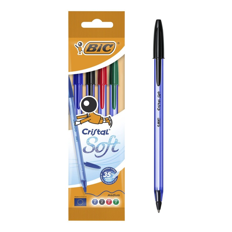 POCHETTE 4 STYLO CRISTAL SOFT BIC/96
