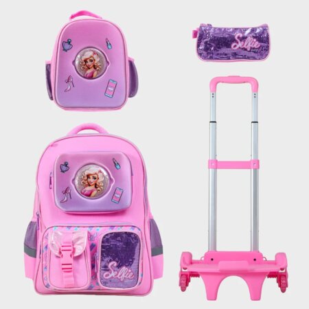 Cartable Enfant  17" à Roulettes Détachable + Lunch Bag + Trousse (Chariot Vendu Séparément) - GB5233TB