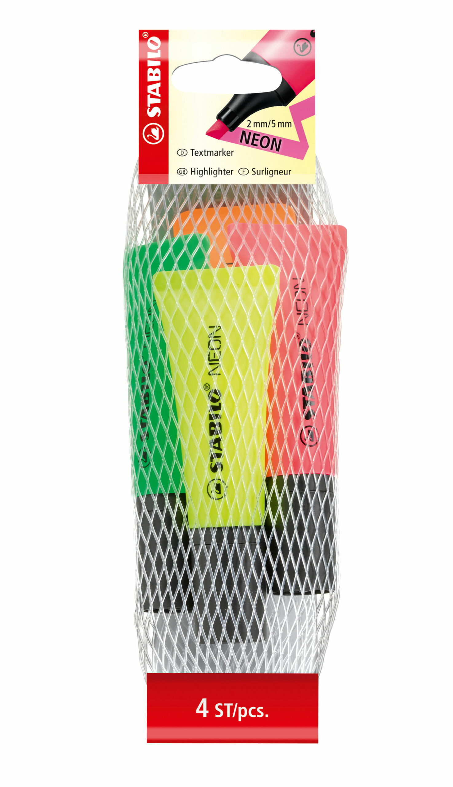 paquet avec 4 couleurs: jaune, vert, orange, rose STABILO Stylo Multicolore pour Étudiants et Profes