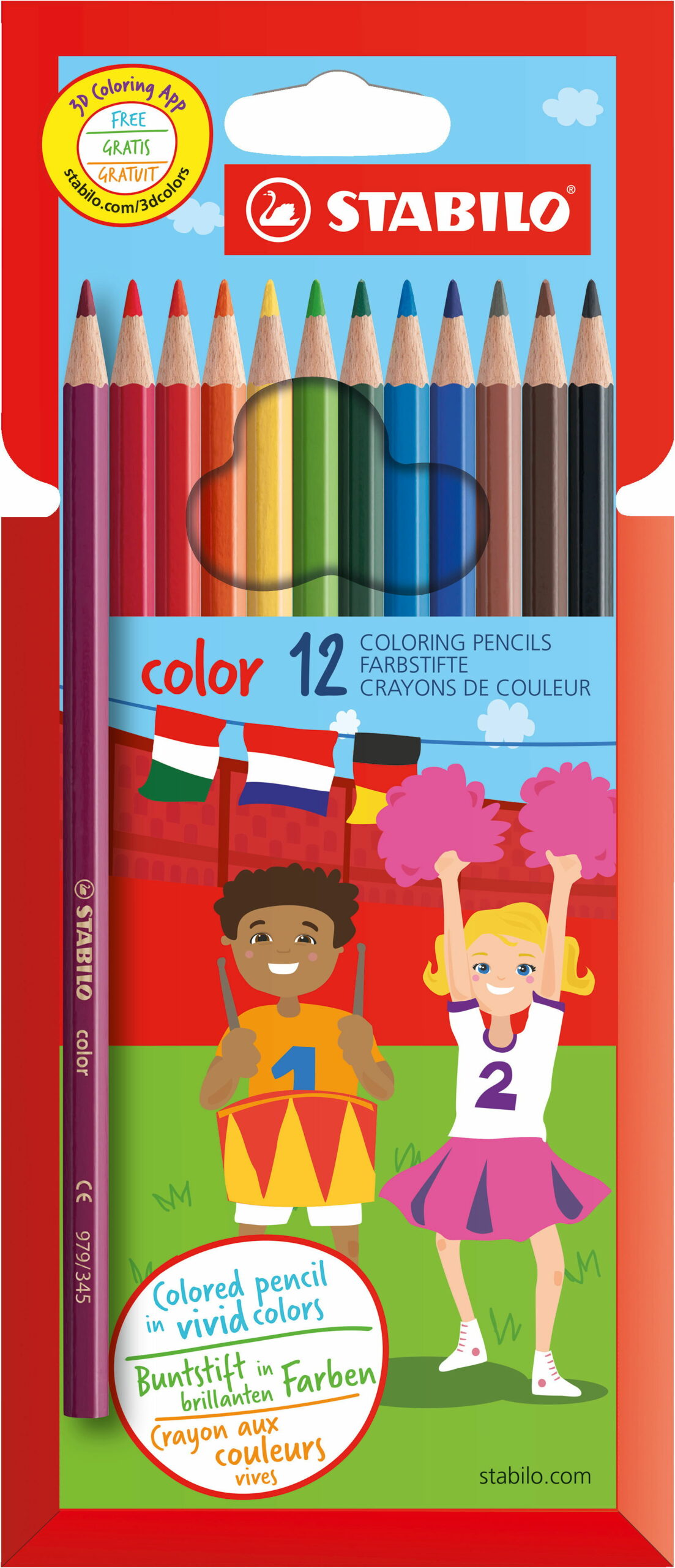 Étui carton de 12 crayons STABILO Crayon de Couleur  pour Étudiants et Professionnels