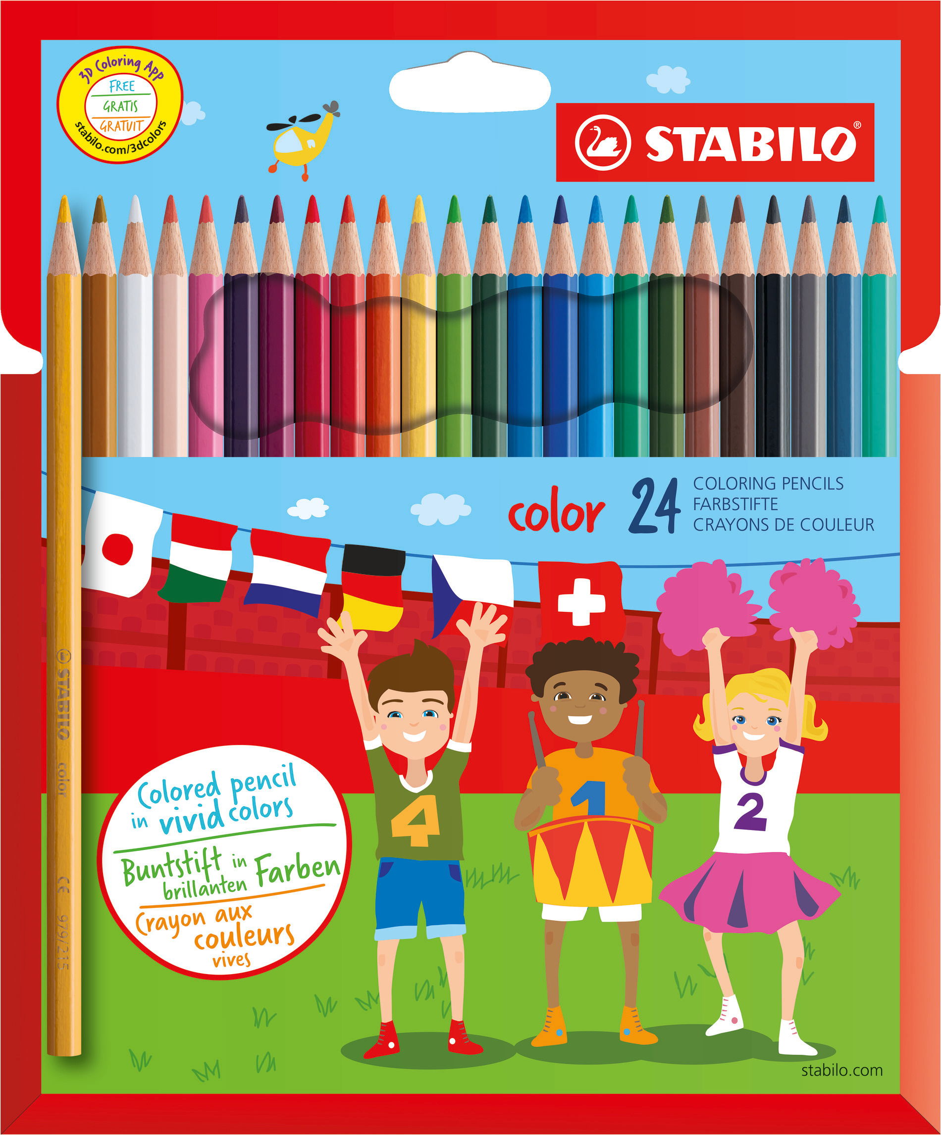 Etui carton de 24 crayons STABILO Crayon de Couleur  pour Étudiants et Professionnels
