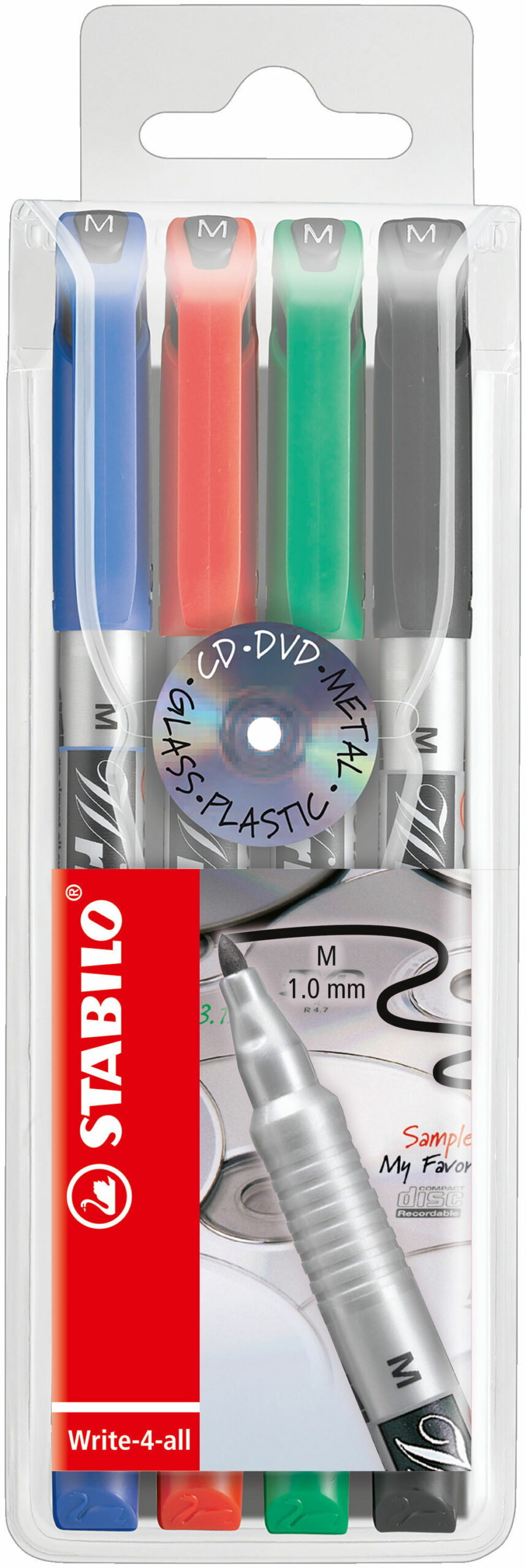 paquet avec 4 couleurs - pointe moyenne (M) STABILO Stylo  pour Étudiants et Professionnels
