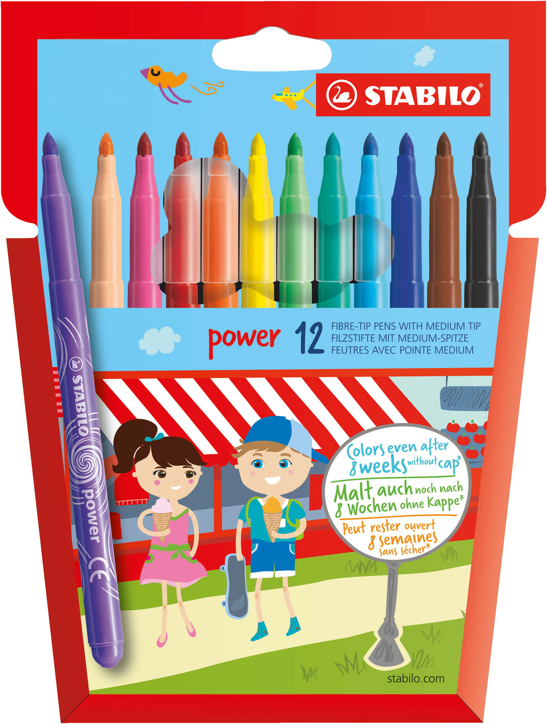 Etui carton de 12 feutres STABILO Stylo  pour Étudiants et Professionnels