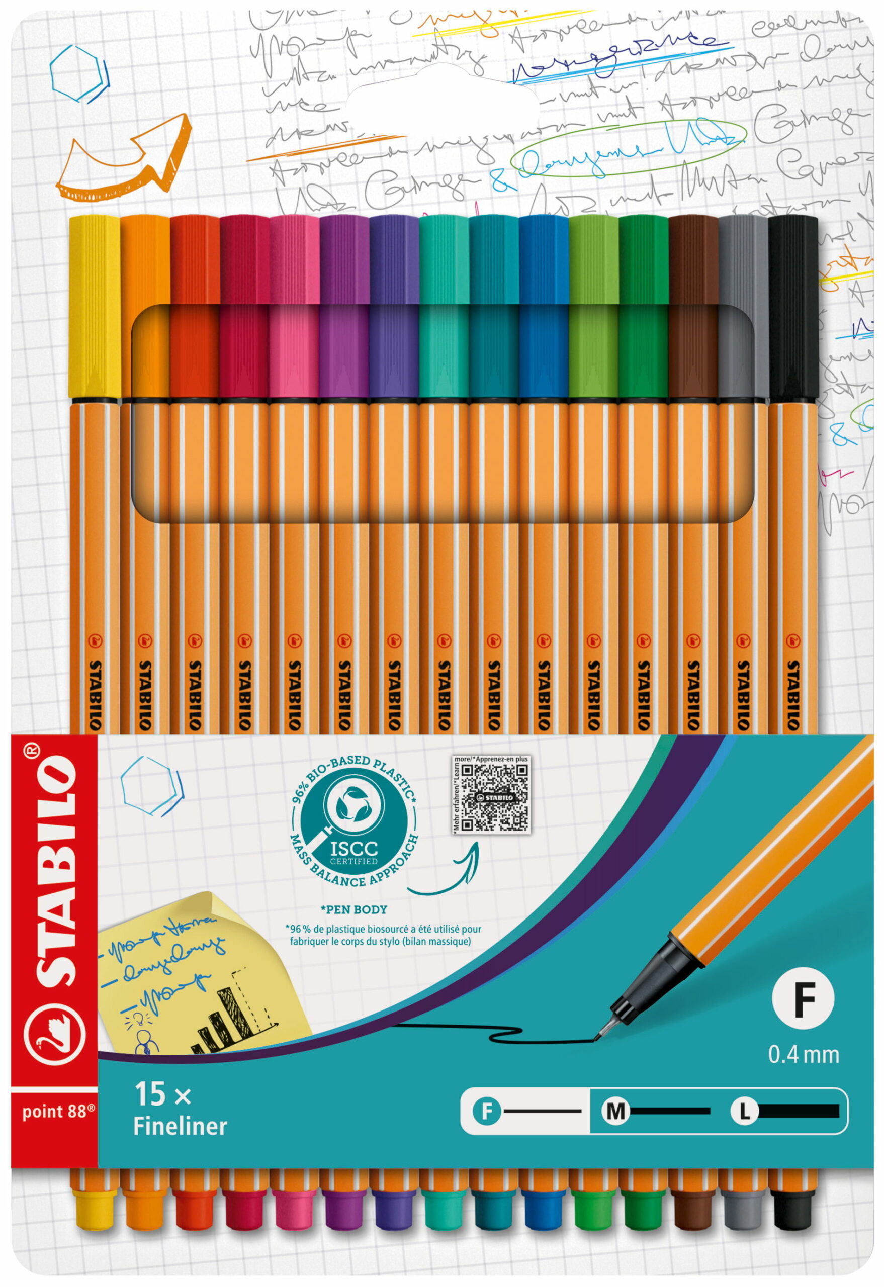 Etui carton de 1cinq stylos-feutres STABILO Stylo  pour Étudiants et Professionnels