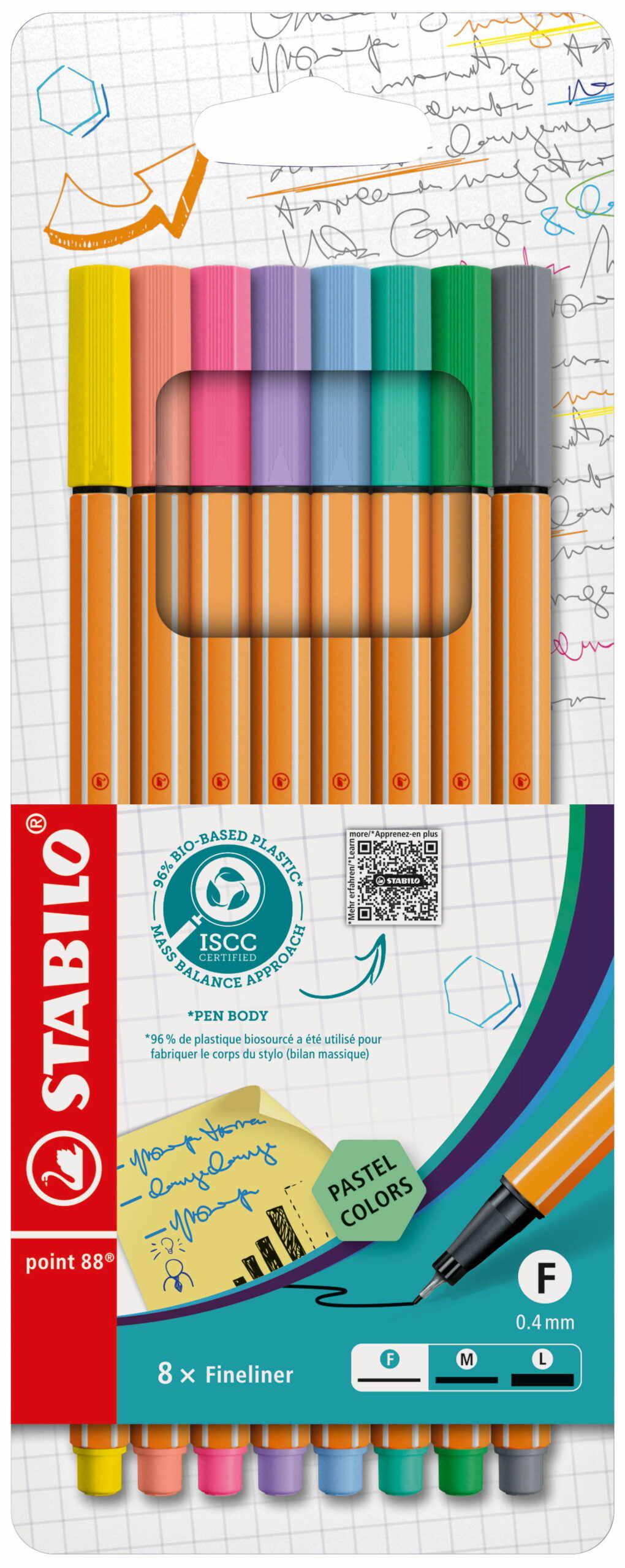 Etui carton de 8 stylos-feutres pastel STABILO Stylo  pour Étudiants et Professionnels