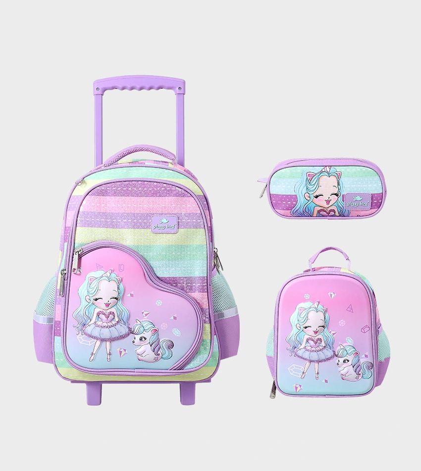 GB3906T_0.webp Cartable à Roulettes 17" Lunch Bag & Trousse Enfant - GB3906T – Image 1