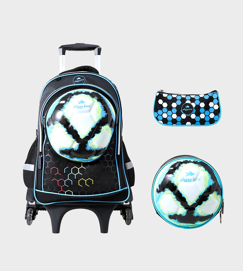 GB3936TB_0.webp Cartable Enfant à Roulettes Détachable + Lunch Bag + Trousse (Chariot Vendu Séparément) 18" – GB3936T – Image 1