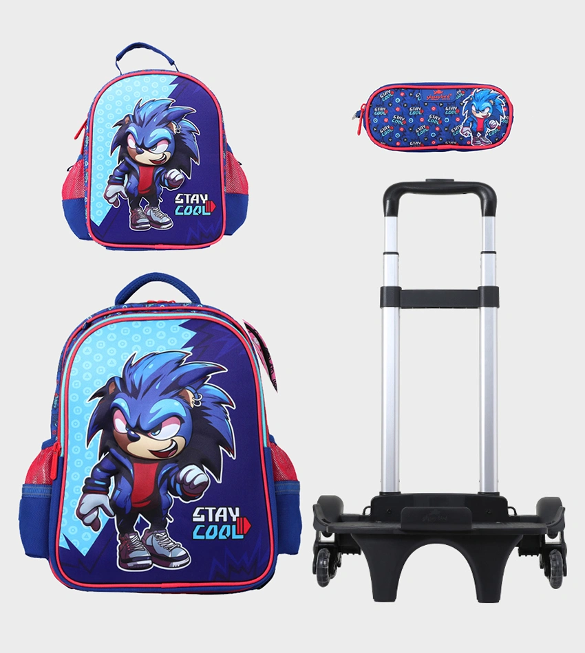 Cartable Enfant  17" à Roulettes Détachable + Lunch Bag + Trousse (Chariot Vendu Séparément) - GB5173TB