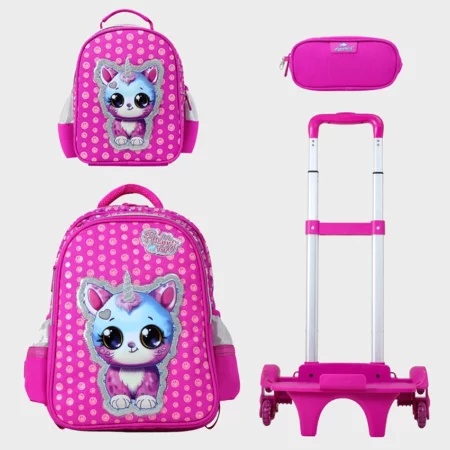 Cartable Enfant à Roulettes Détachable 17" + Lunch Bag + Trousse (Chariot Vendu Séparément) - GB5175T
