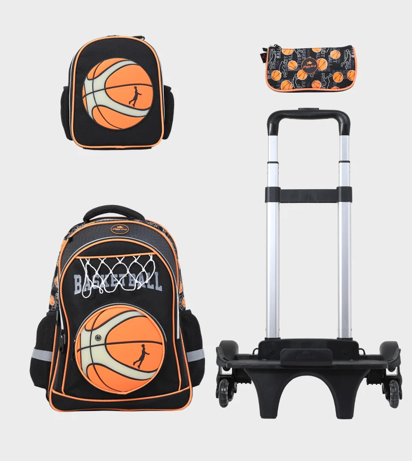 Cartable Enfant à Roulettes Détachable + Lunch Bag + Trousse (Chariot Vendu Séparément) 18" - GB5249T