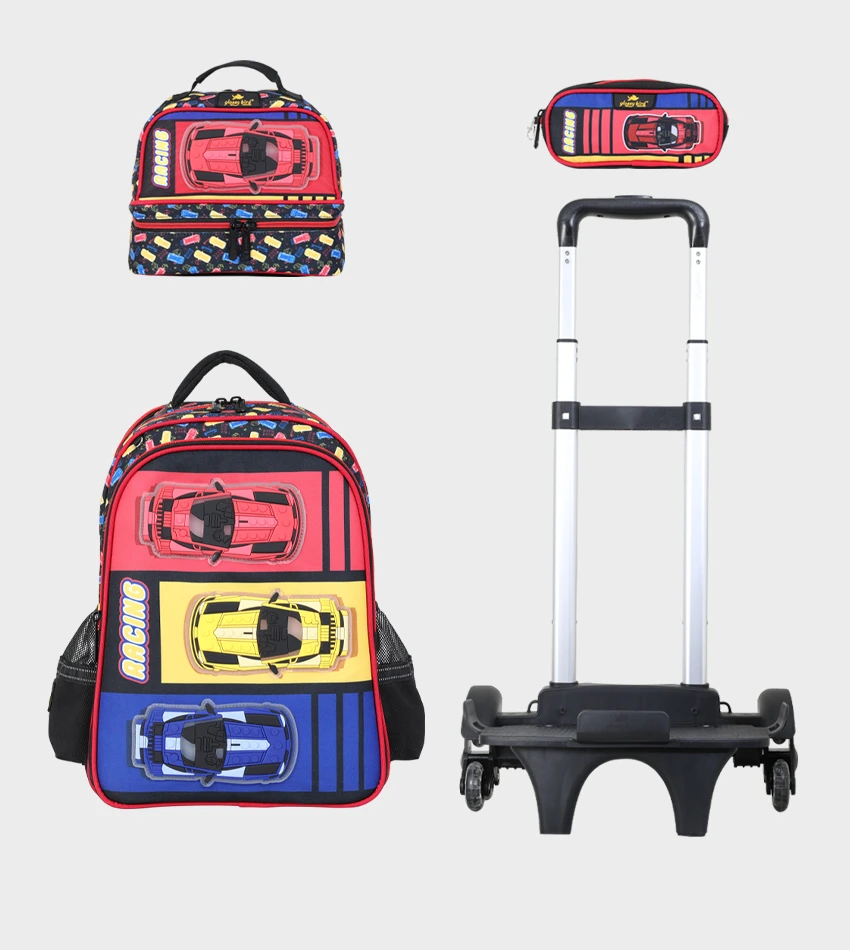 Cartable Enfant à Roulettes Détachable 17" + Lunch Bag + Trousse (Chariot Vendu Séparément) - GB5379T