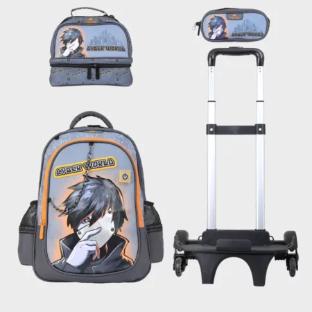 Cartable Enfant à Roulettes Détachable 17" + Lunch Bag + Trousse (Chariot Vendu Séparément) - GB5398T