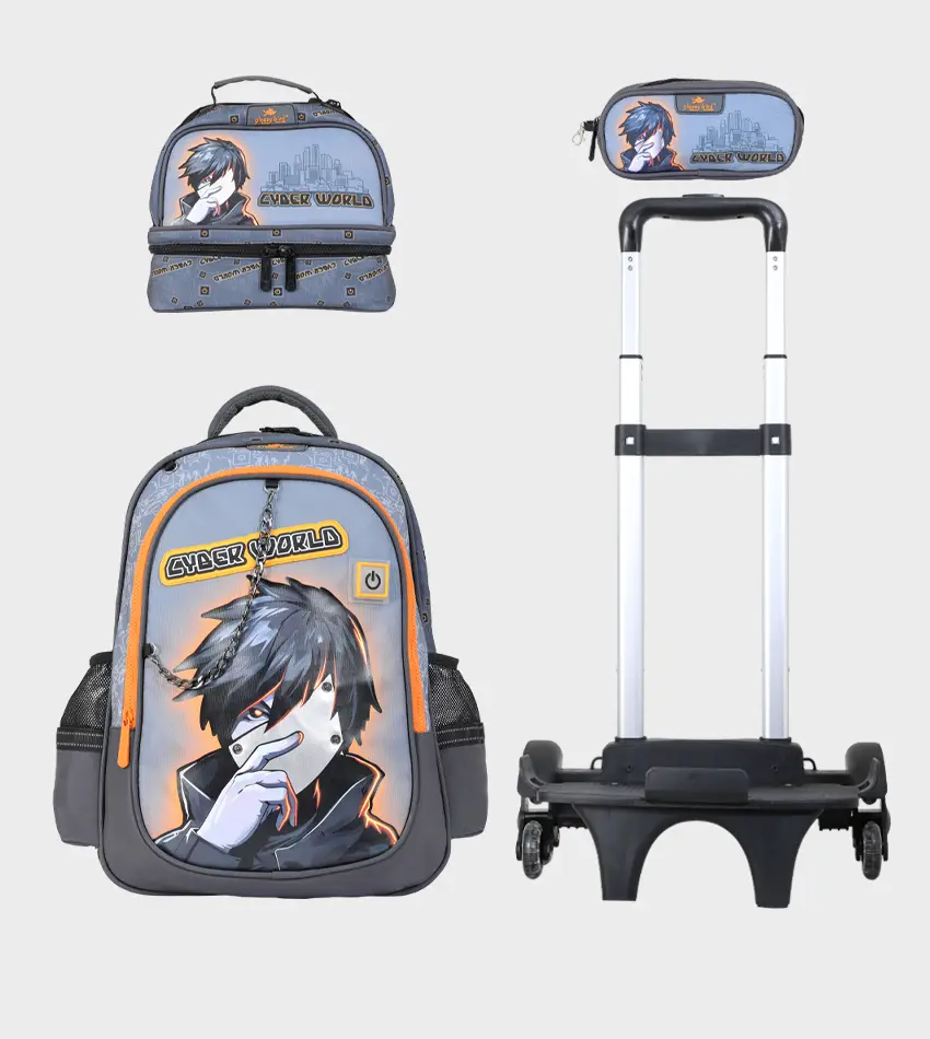 Cartable Enfant à Roulettes Détachable 17" + Lunch Bag + Trousse (Chariot Vendu Séparément) - GB5398T