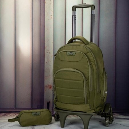 Sac à Dos Scolaire 17 Pouces + Trolley GB2670T-2 avec Trousse - Confortable et Résistant pour Collège et Lycée