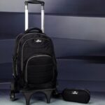 Sac à Dos Scolaire 17 Pouces + Trolley GB2670T-1 avec Trousse - Confortable et Résistant pour Collège et Lycée