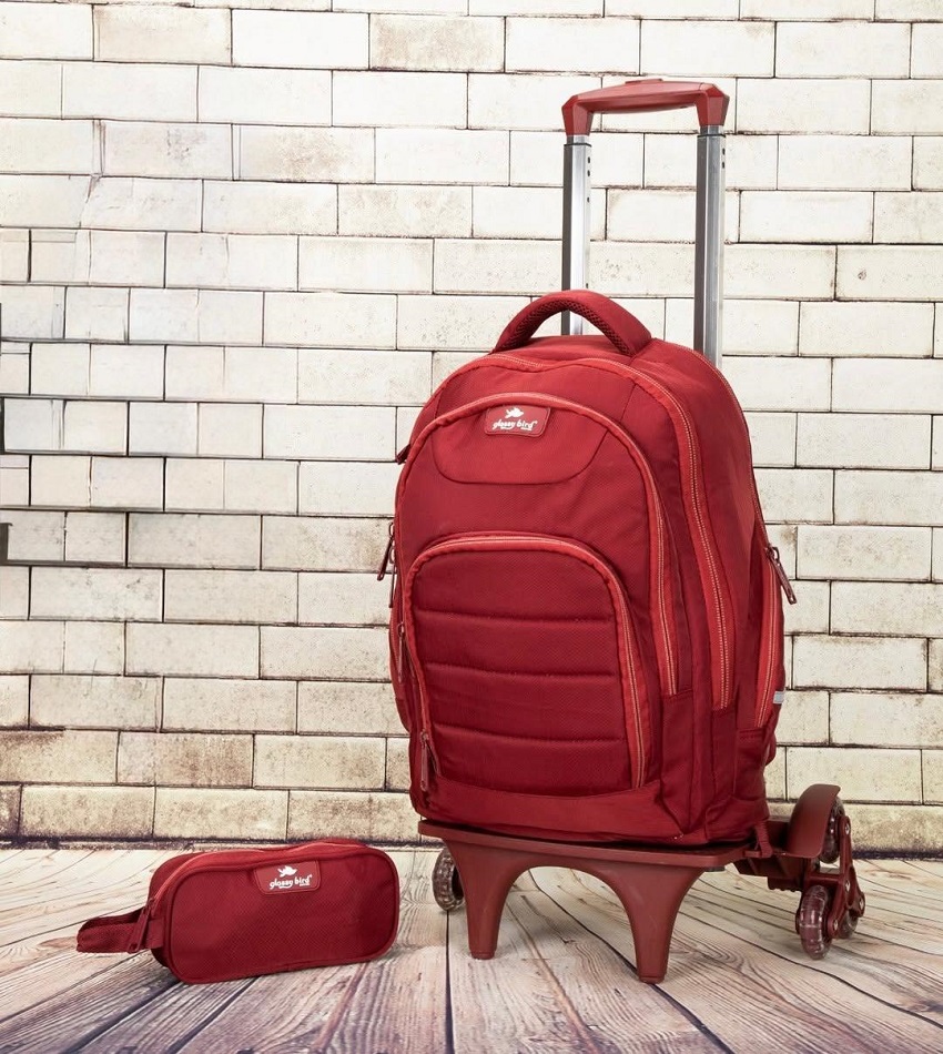 Sac à Dos Scolaire 17 Pouces + Trolley GB2670T-5 avec Trousse - Confortable et Résistant pour Collège et Lycée