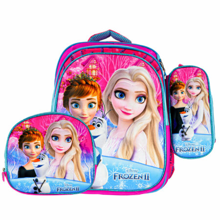 Sac à Dos Elsa, Anna et Olaf 16"+ Lunchbox et Trousse