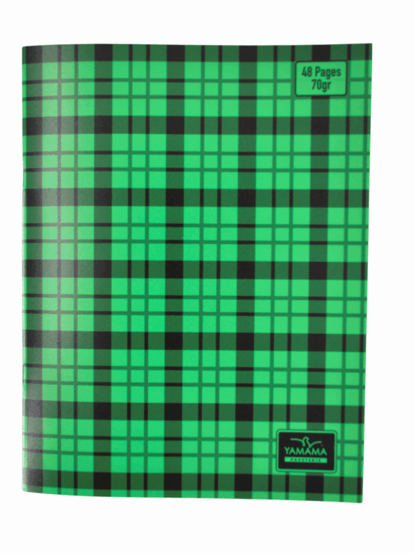 Cahier Piqué a carreaux 48P Petit Format Plastifier 70g VERT – YAMAMA
