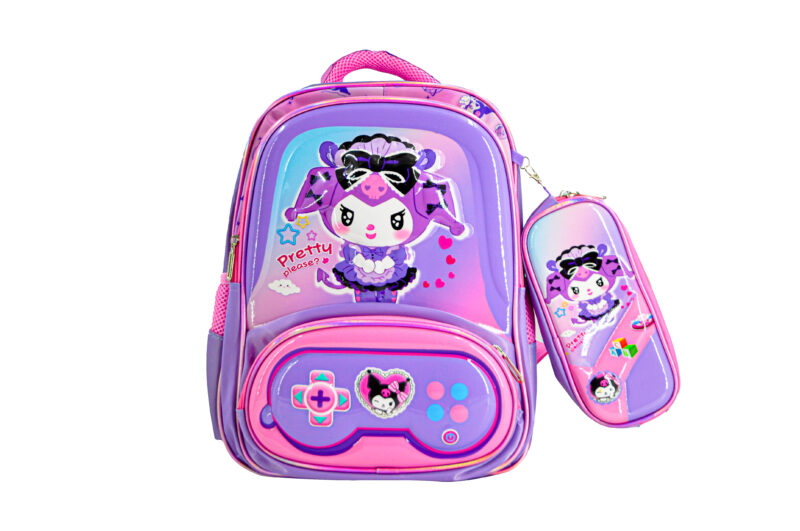 Sac à Dos Kuromi 17"+ Lunchbox et Trousse – Image 2