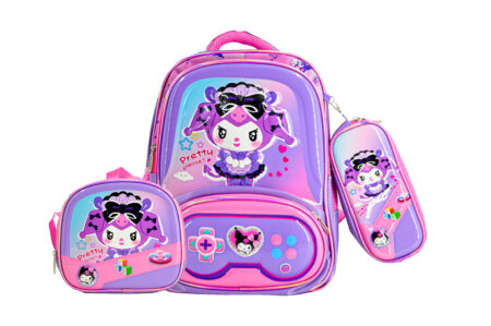 Sac à Dos Kuromi 17"+ Lunchbox et Trousse