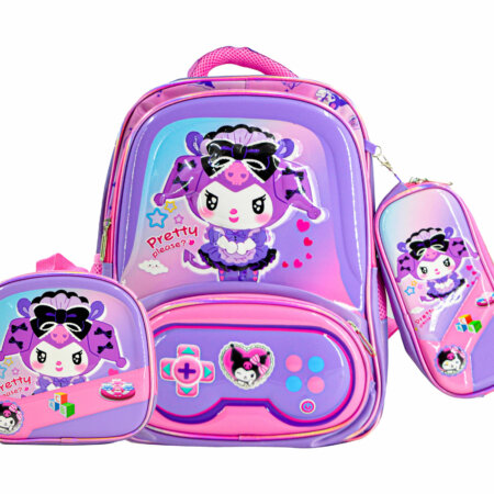 Sac à Dos Kuromi 17"+ Lunchbox et Trousse