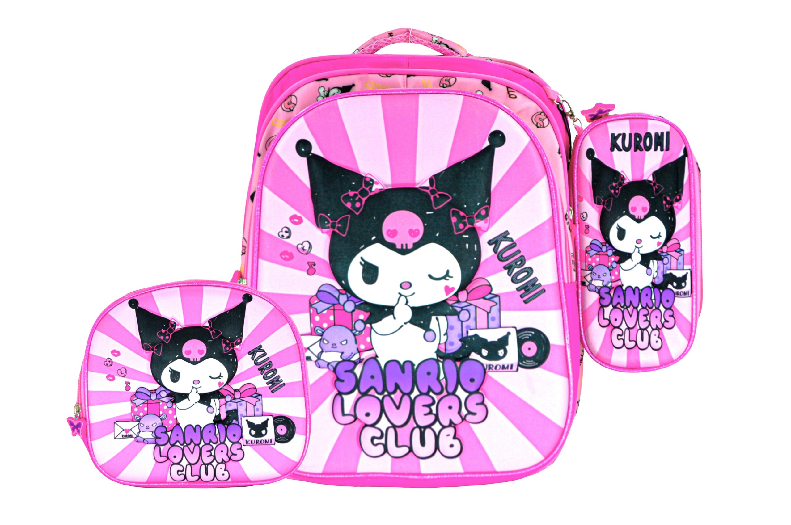 Sac à Dos Kuromi 16"+ Lunchbox et Trousse
