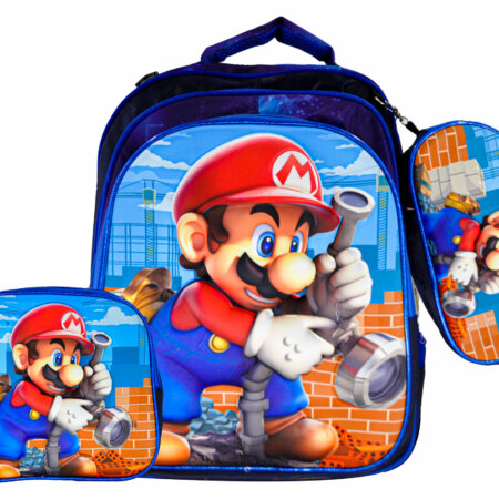 Sac à Dos Mario 16"+ Lunchbox et Trousse