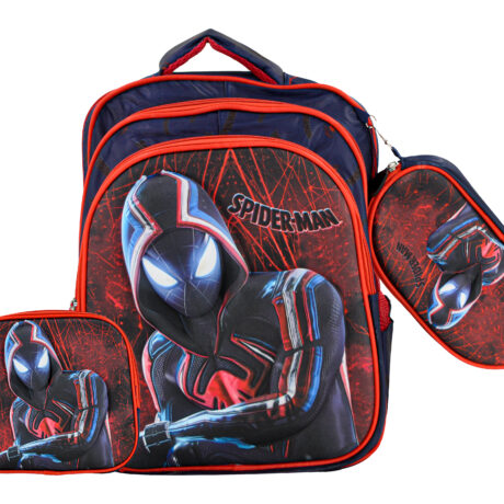 Sac à Dos Spiderman 16 Noir et Rouge avec Lunchbox et Trousse