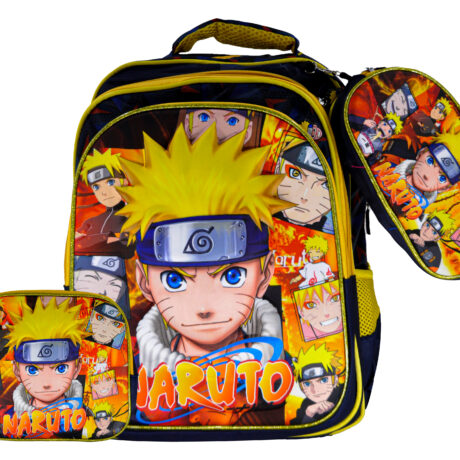 Sac à Dos Naruto 16 Noir et Jaune avec Lunchbox et Trousse