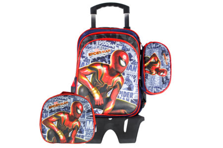 Sac à Dos Spiderman 17"+ Lunchbox et Trousse (Avec chariot)