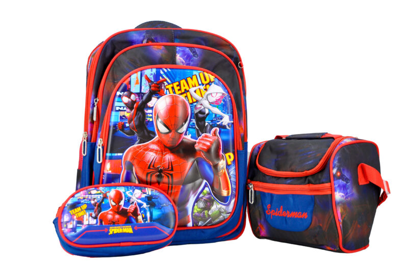 Sac à Dos Spiderman 18"+ Lunchbox et Trousse (Le chariot est vendu séparément)