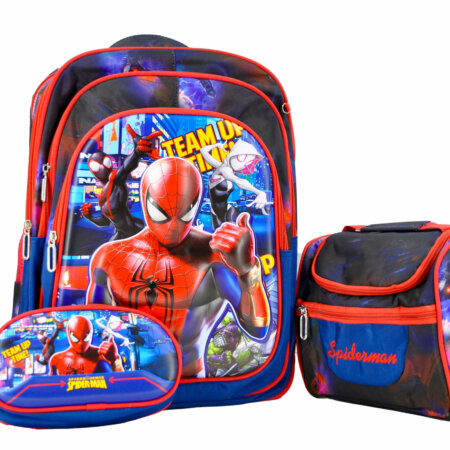 Sac à Dos Spiderman 18"+ Lunchbox et Trousse (Le chariot est vendu séparément)