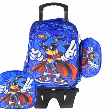 Sac à Dos Sonic 17"+ Lunchbox et Trousse (Avec chariot)