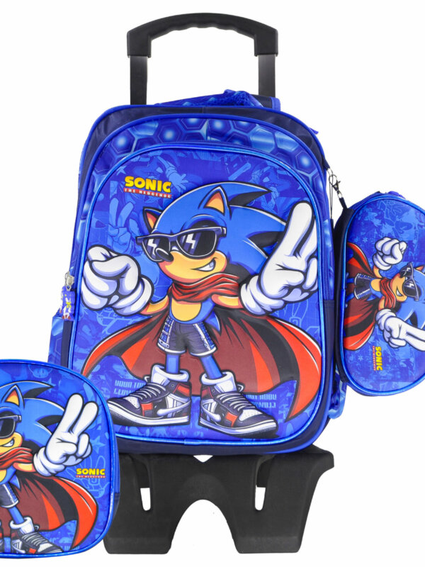 Sac à Dos Sonic 17"+ Lunchbox et Trousse (Avec chariot)
