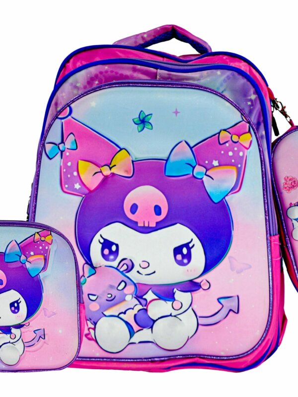 Sac à Dos Kuromi 16"+ Lunchbox et Trousse