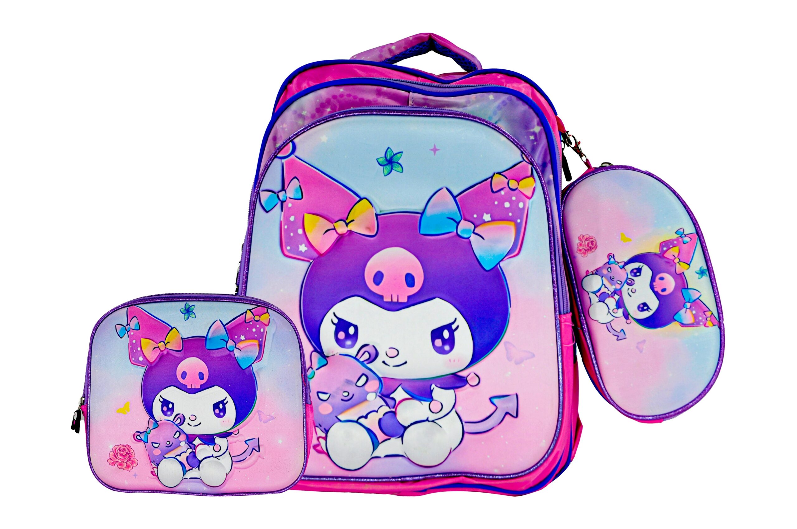 Sac à Dos Kuromi 16"+ Lunchbox et Trousse