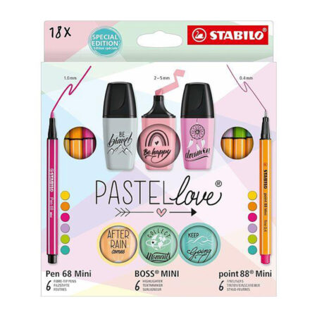 STABILO BOSS BUREAU - SET DE 18 PASTEL LOVE