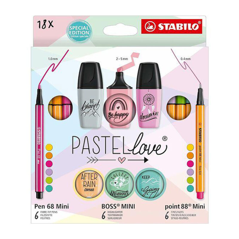STABILO BOSS BUREAU - SET DE 18 PASTEL LOVE