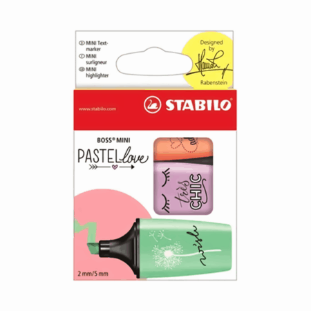 STABILO BOSS BUREAU MINI - SET DE 3 PASTEL LOVE