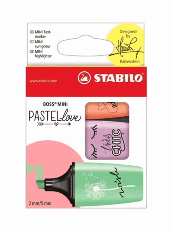 STABILO BOSS BUREAU MINI - SET DE 3 PASTEL LOVE