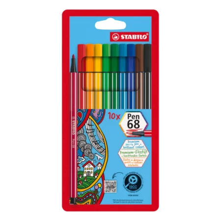 Feutre de dessin de qualité premium STABILO Pen 68Etui carton de 10 feutres EO6810/PL