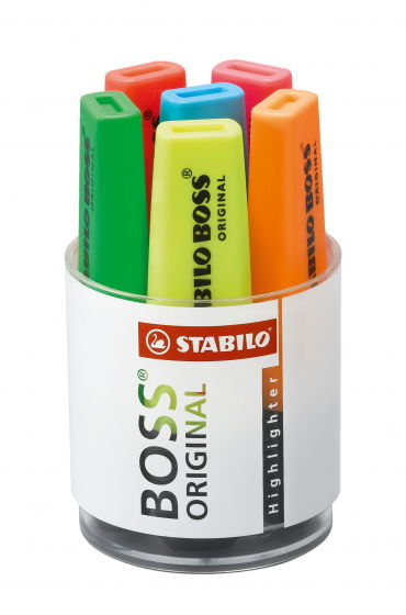 Surligneur STABILO BOSS ORIGINALPot de 6 surligneurs jaune + bleu + vert + rouge + orange + rose 7006