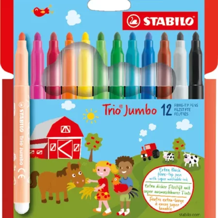 Feutre de coloriage pointe extra large STABILO Trio JumboEtui carton de 12 feutres 380/12