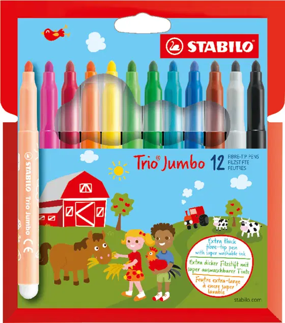 Feutre de coloriage pointe extra large STABILO Trio JumboEtui carton de 12 feutres 380/12