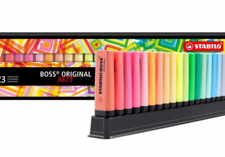 Surligneur pointe biseautée STABILO BOSS ORIGINAL ARTYSet de bureau de 23 surligneurs EO7023-01-5-20