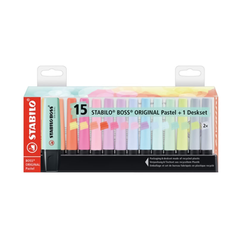 STABILO BOSS BUREAU SET DE 15 PASTEL