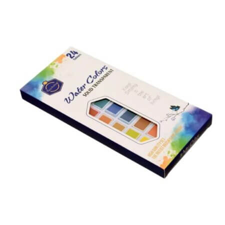Aquarelle solide 24 couleurs transparente en coffret compact