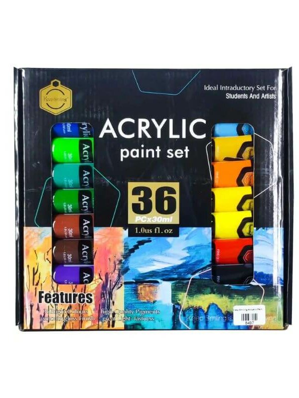 Peinture acrylique 36 couleurs 30ml – Coffret d'artiste