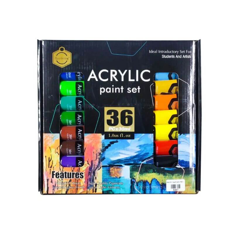 Peinture acrylique 36 couleurs 30ml – Coffret d'artiste