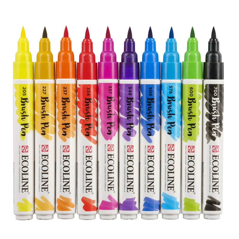Feutre Brushpen Ecoline Talens 10 Couleurs Vives – Image 2